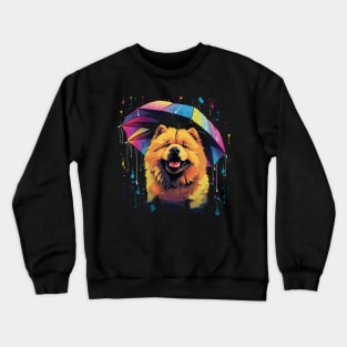 Chow Chow Rainy Day With Umbrella Crewneck Sweatshirt